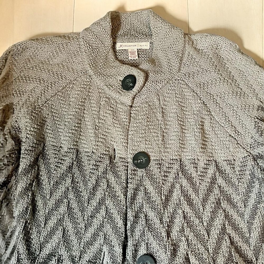 JM Collection Chevron Chunky Knit Cardigan. Size PM - Picture 3 of 11
